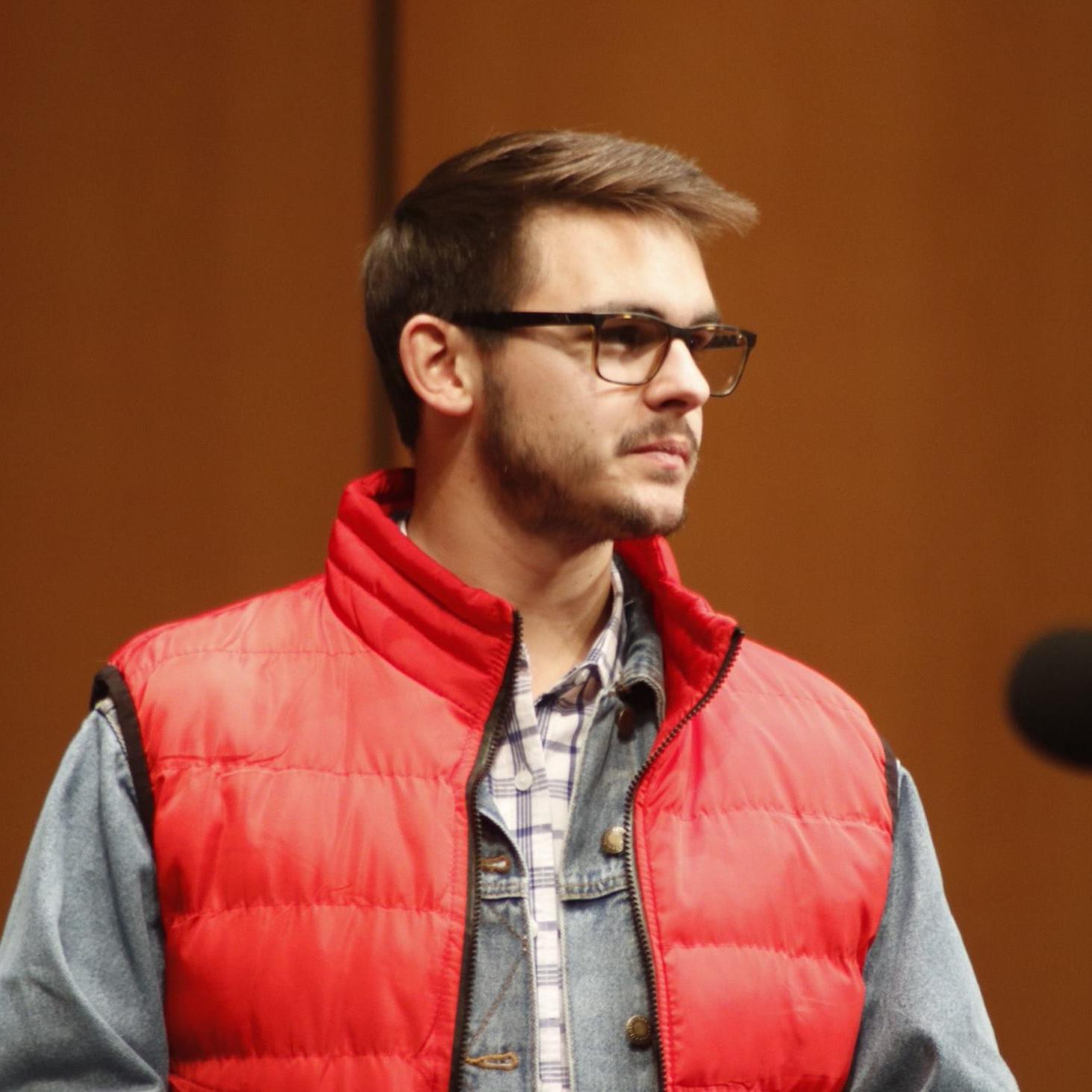 Ben Wykoff dressed as Marty McFly for the Alliance Symphony Orchestra Halloween Concert, 2022